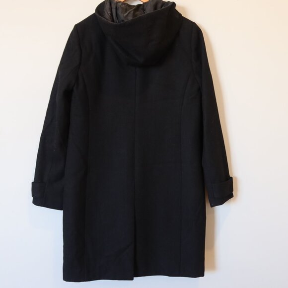 JCREW wool toggle pea coat black long hood 6 preppy classic academia warm winter - Picture 5 of 9